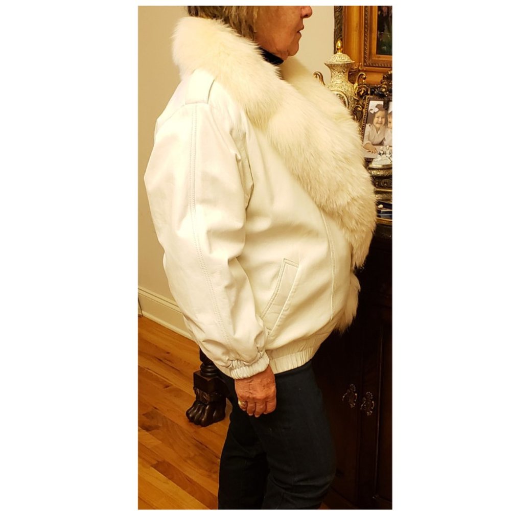 RAJAC LIMITED Canada Women's Winter Leather & Fur Jacket Sz.-14 White - Picture 6 of 8